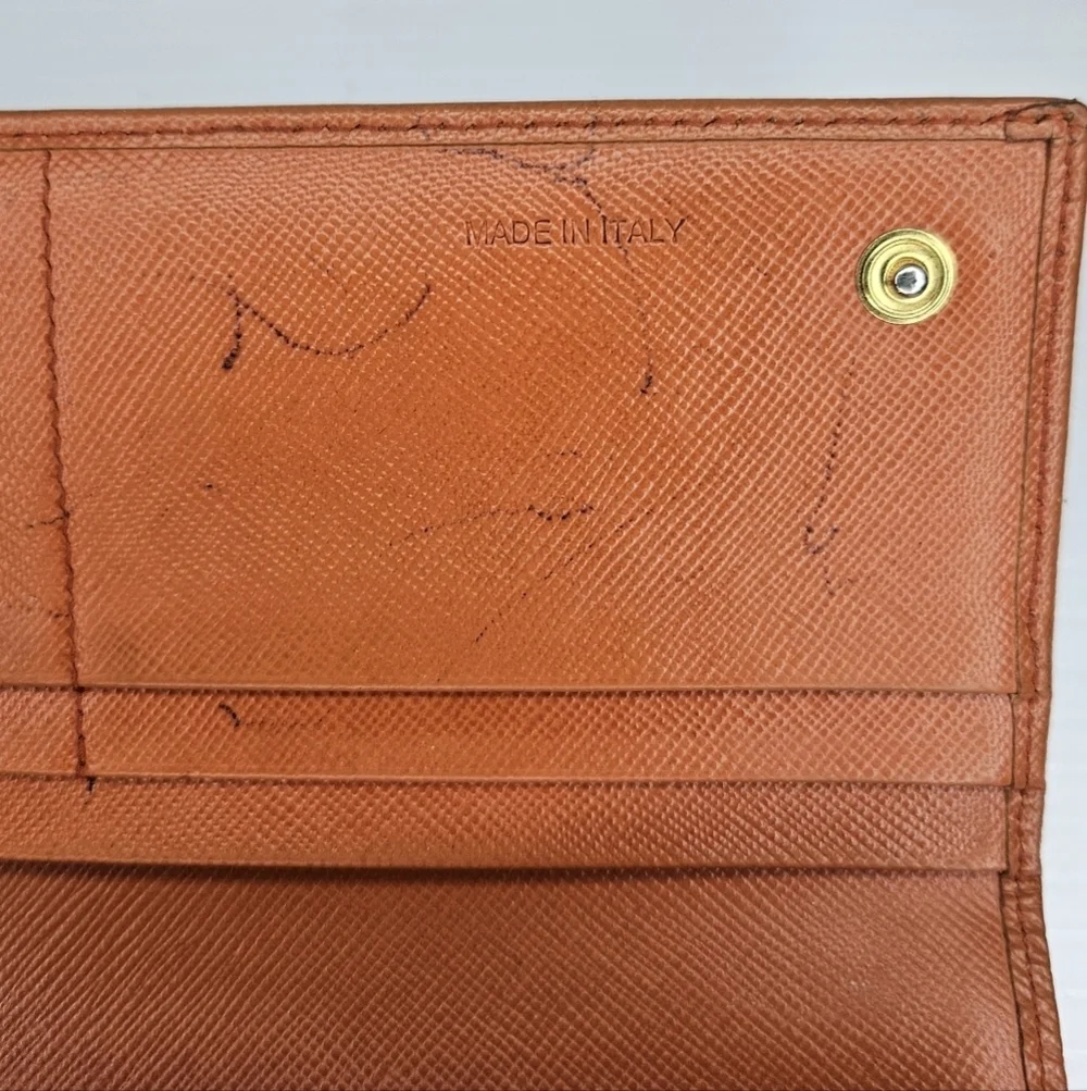 Authentic PRADA Saffiano Leather Continental Wallet Orange